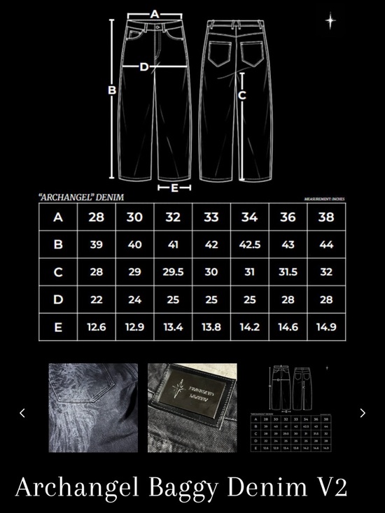 Men’s Divine Void Archangel Black Baggy Jeans, Sz 38 - Picture 10 of 14